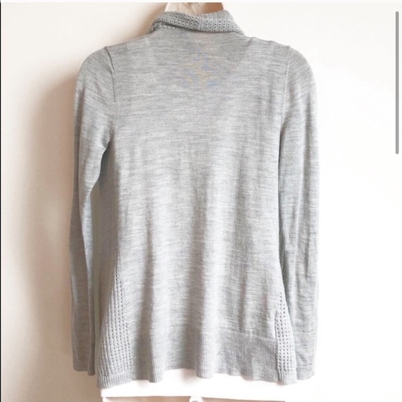 Ann Taylor cascading gray open cardigan sw… - Picture 3 of 8